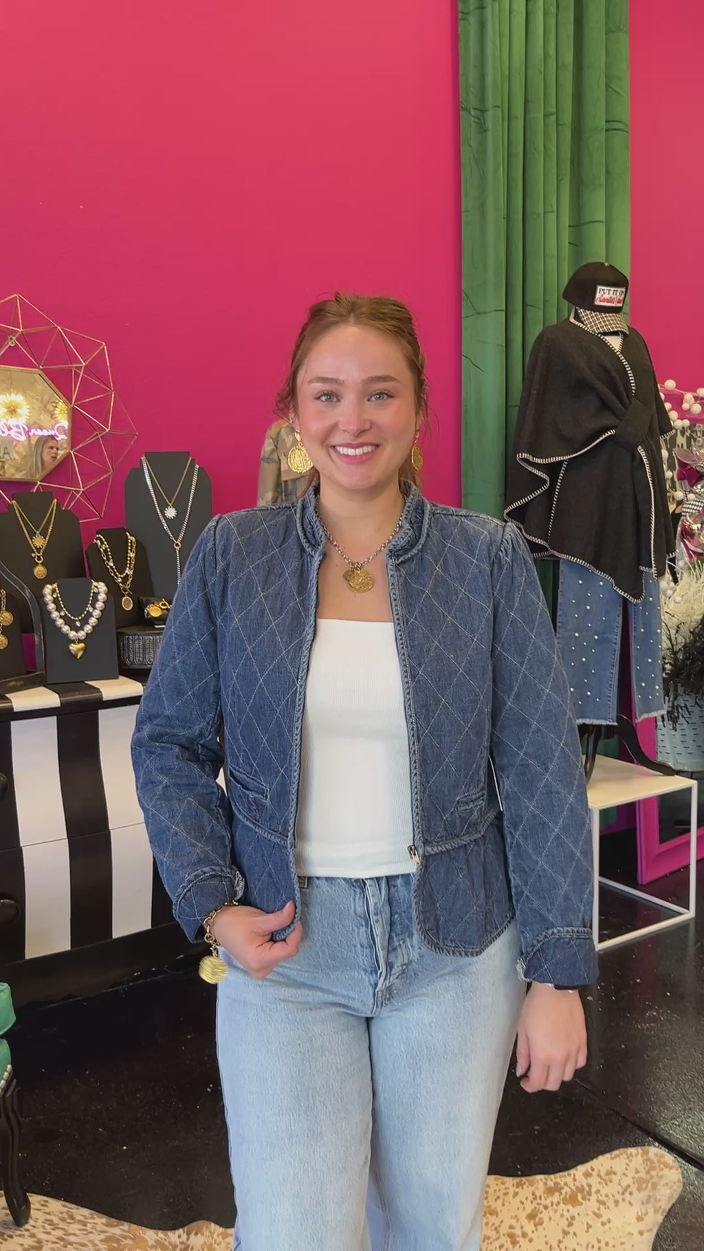 Dark Denim Quilted Jacket