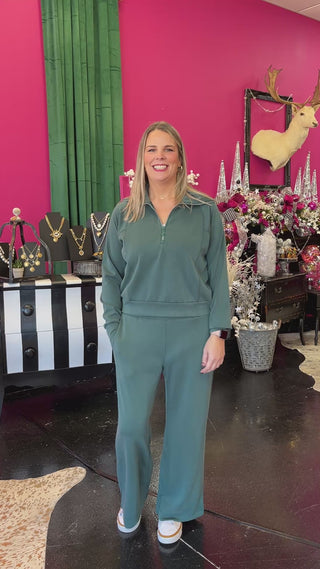 Emerald Green Essentials Wide Leg Pants