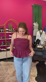 Maroon Layered Peplum Top