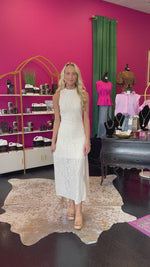 Ivory Lace Mock Neck Dress