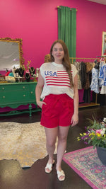 USA Flag Crochet Top