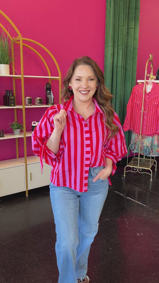 Red & Pink Striped Top