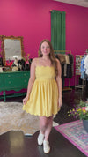 Yellow Scallopped & Bow Back Dress