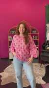 Pink & Red Print Longsleeve Top