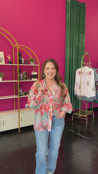 Spring Floral Print Longsleeve Top