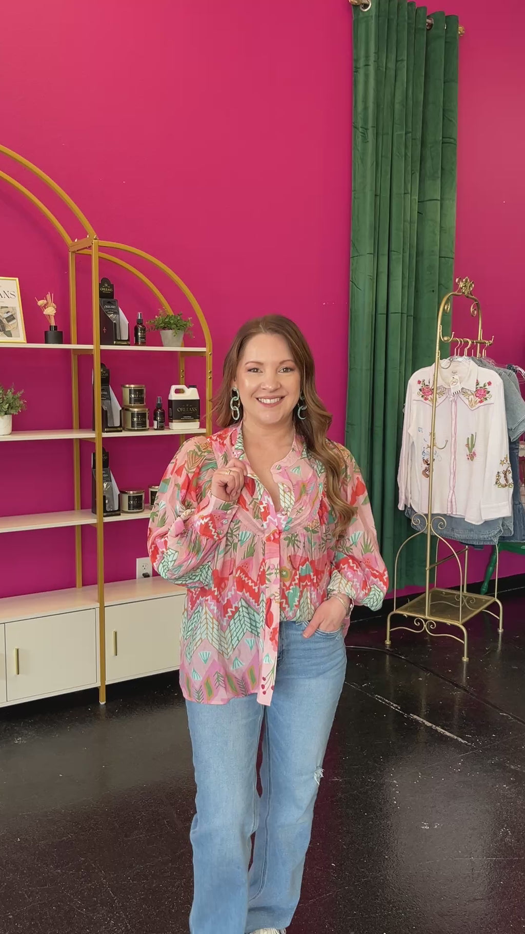 Spring Floral Print Longsleeve Top