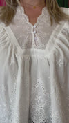 White Eyelet VNeck Boho Top
