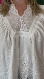 White Eyelet VNeck Boho Top