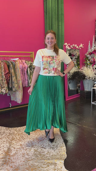 Emerald Green Pleated Asymmetrical Skirt