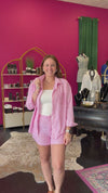 Pink & White Striped Shorts
