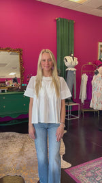 White Mesh Applique Top