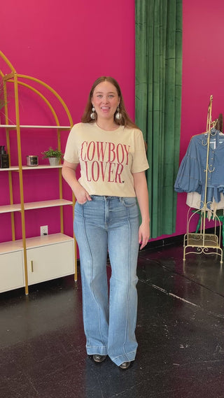 Light Medium Front Seam Denim Flare Jeans