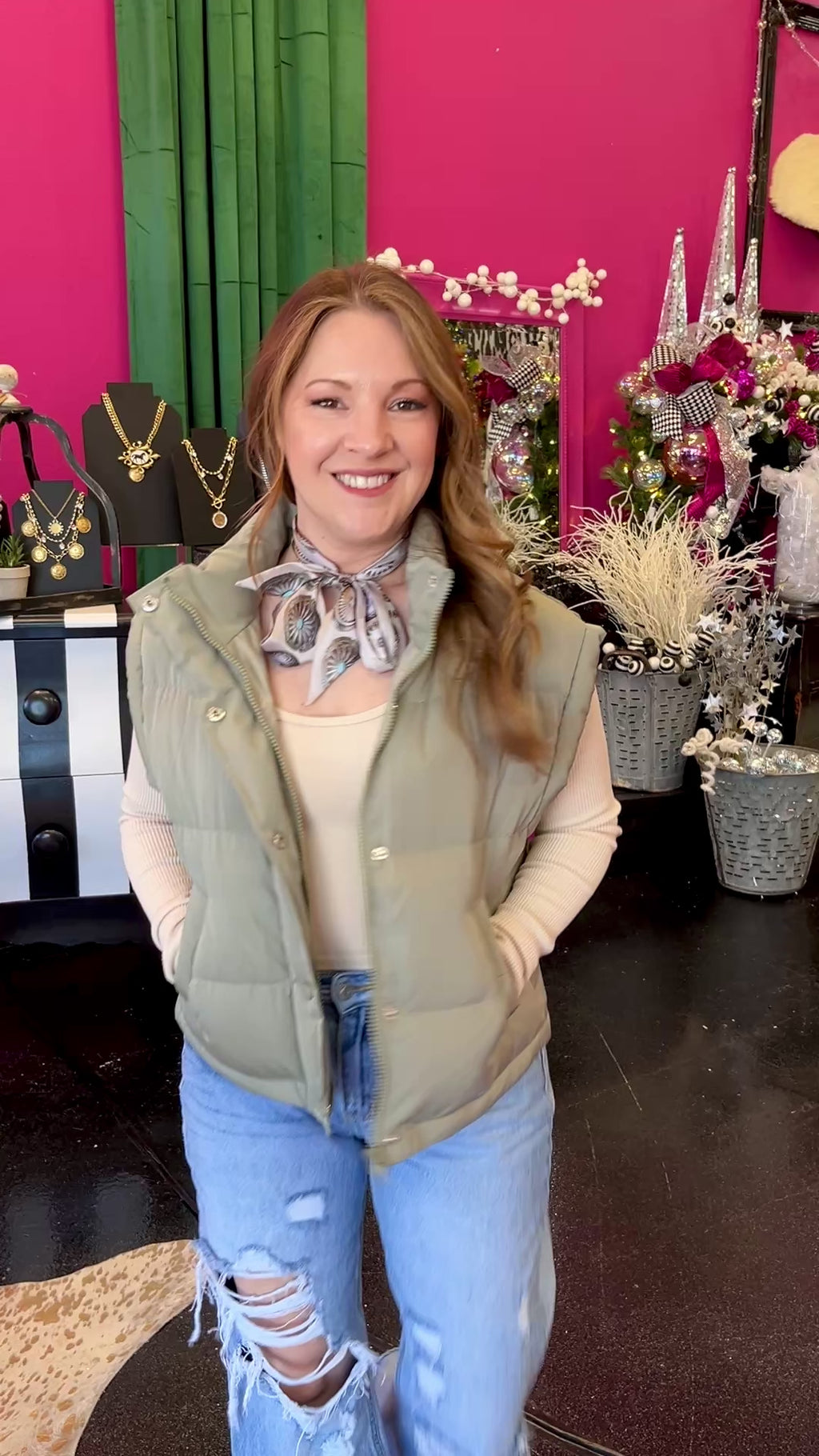 Sage Green Short Puffer Vest