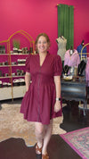 Maroon Smocked Waist Dress