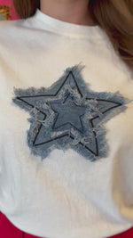 White Denim Star Top