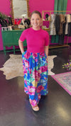 Royal Blue Floral Print Maxi Skirt