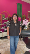 Black & Cream Embroidery Top