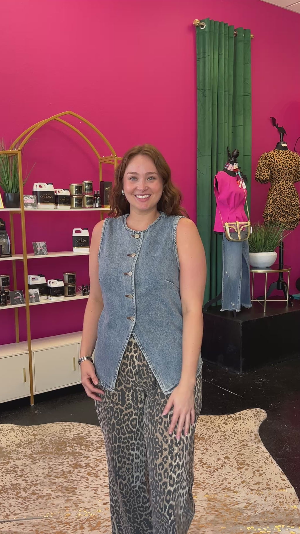 video of the Denim Button Down Vest Top