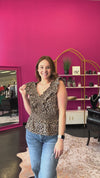 Leopard Smocked Peplum Top