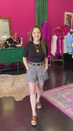 Mocha Leopard Denim Shorts
