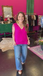 Hot Pink Satin Sleeveless Top