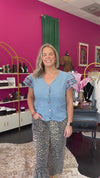 Karly Denim & Maroon Top