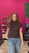 Chocolate Brown Mock Neck Top