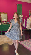 Denim & White Floral Print Dress
