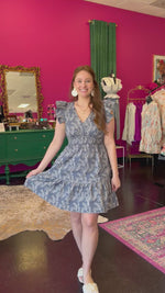 Denim & White Floral Print Dress