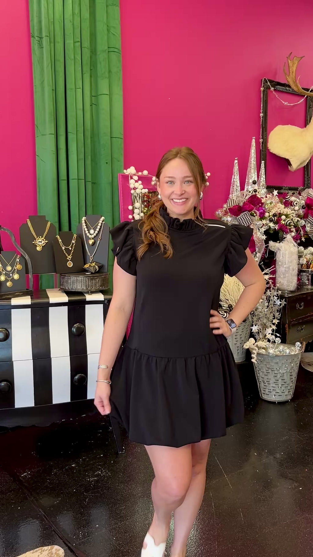 Black Bubble Hem Dress