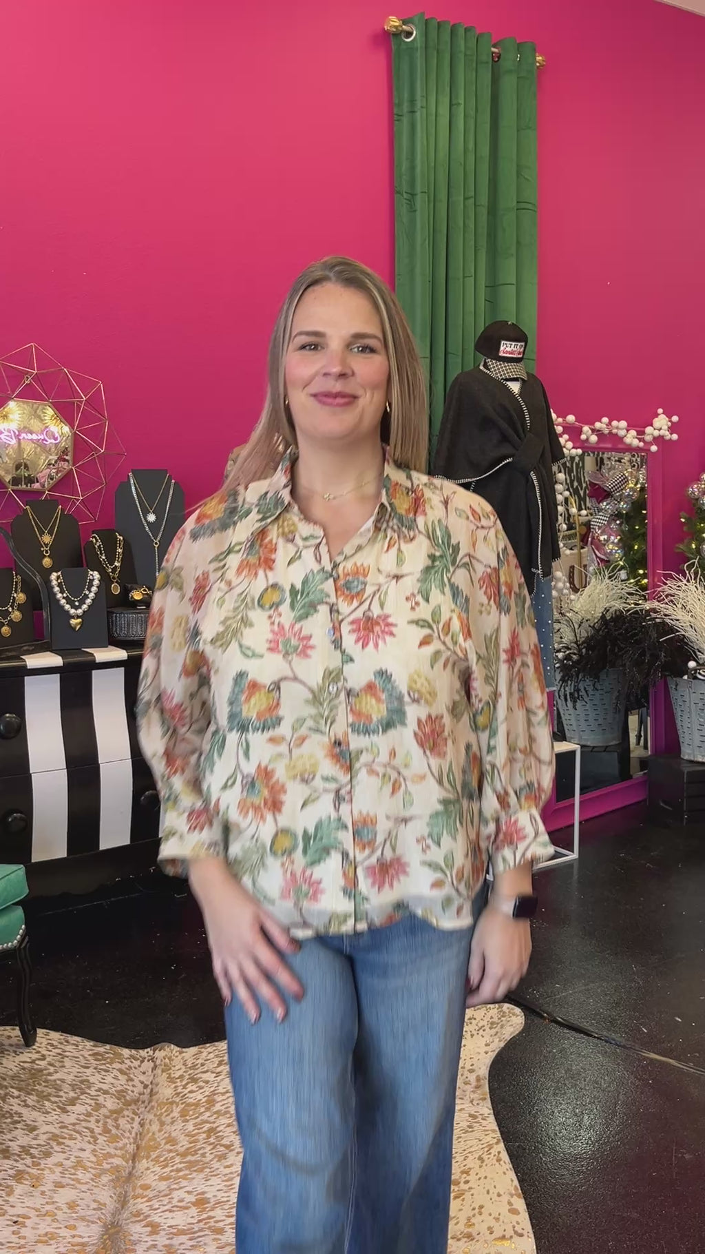 Fran Fall Tone Floral Top