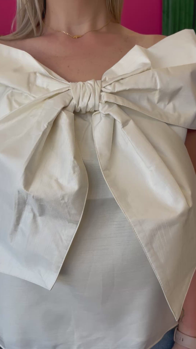 Ivory Big Bow Off Shoulder Top