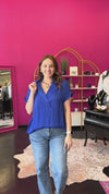 Royal Blue Satin Collar Top