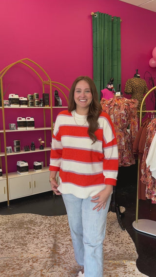 Orange & Ivory Striped Sweater