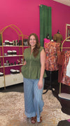 Olive Smocked Waist Top