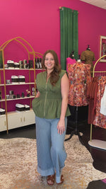 Olive Smocked Waist Top