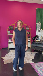Navy Essentials Wide Leg Pant