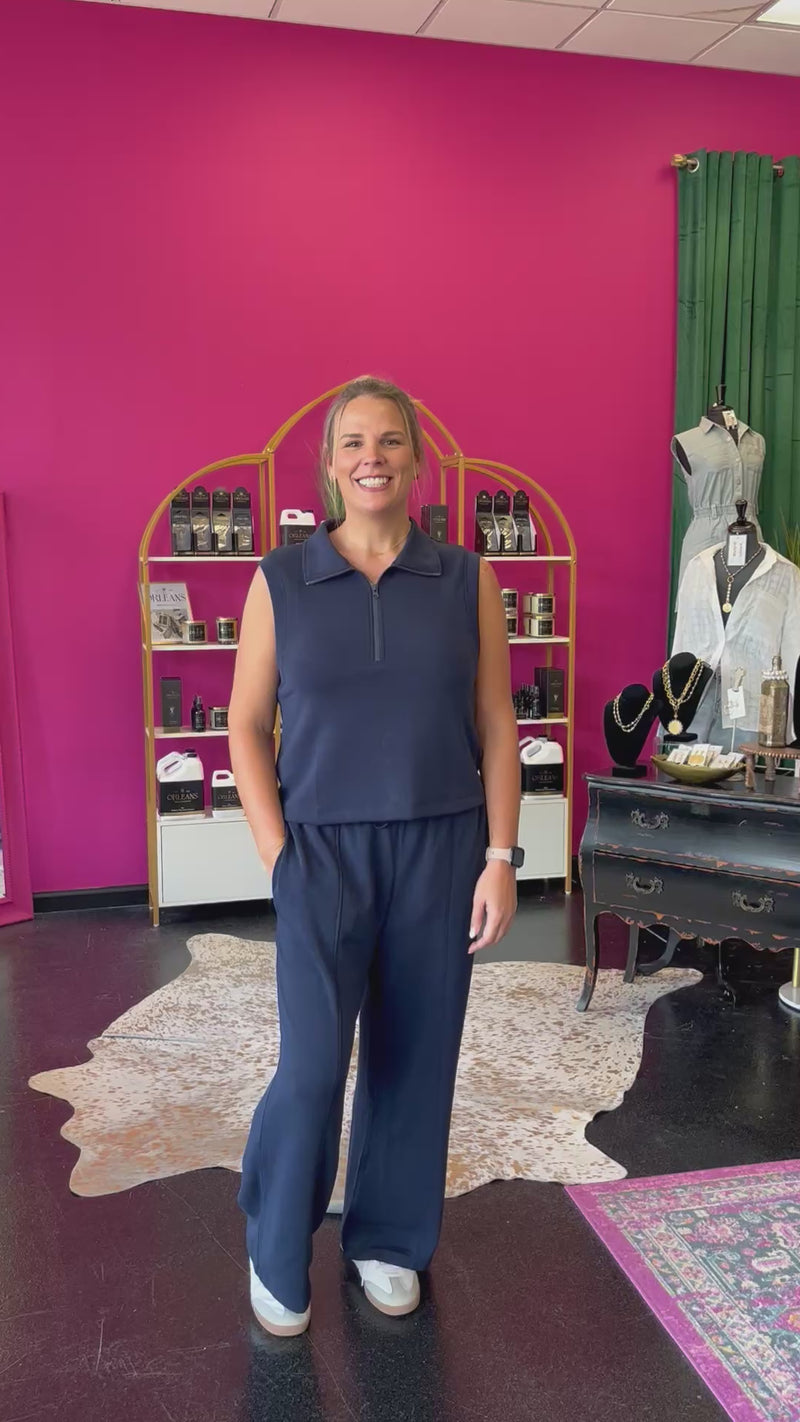 Navy Essentials Wide Leg Pant