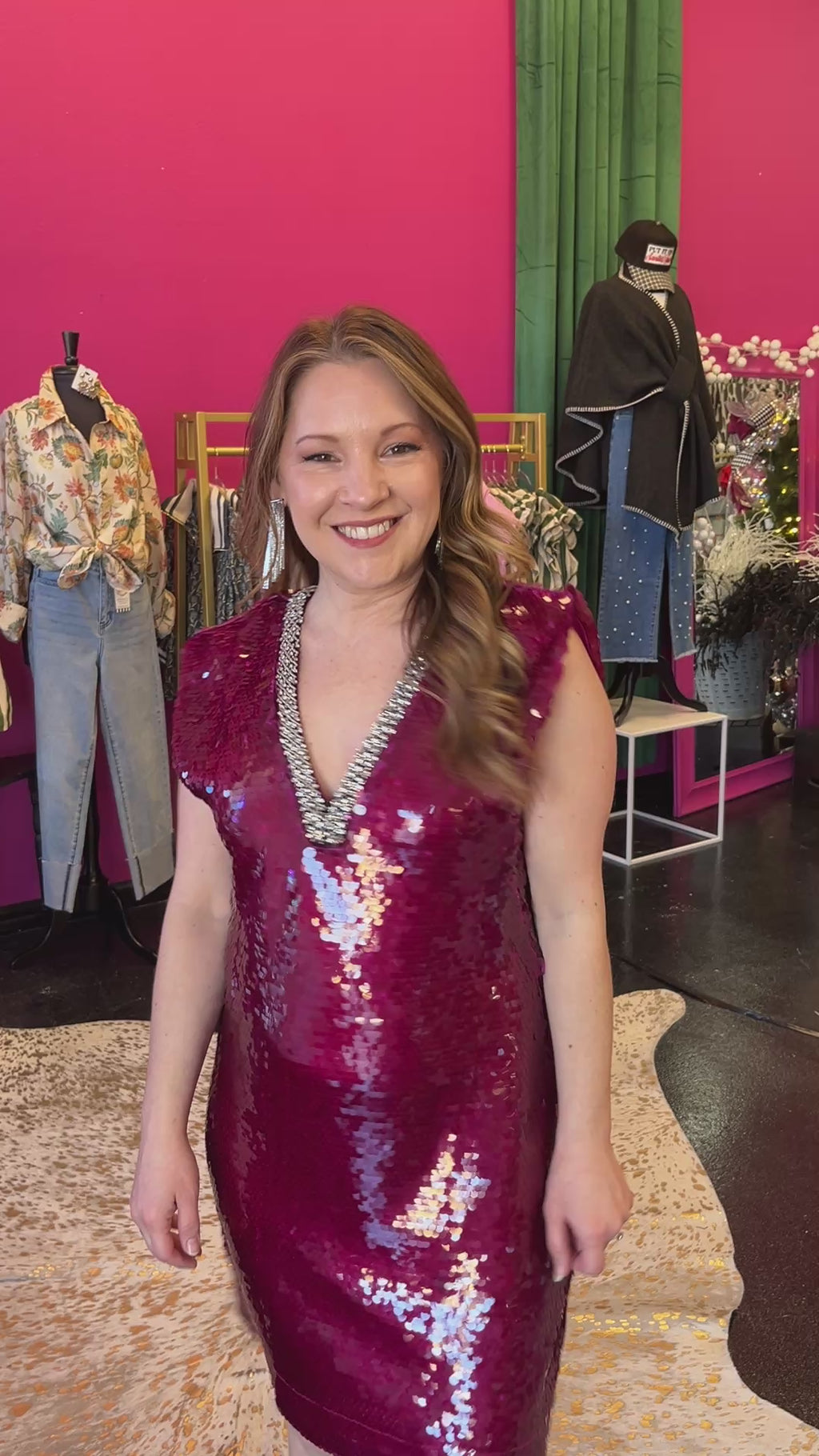 Magenta Pink Sequin Dress