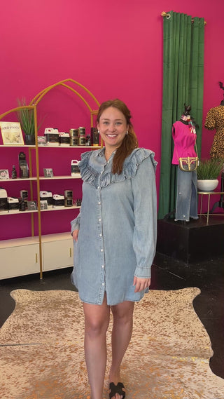Chambray Denim Ruffle Dress