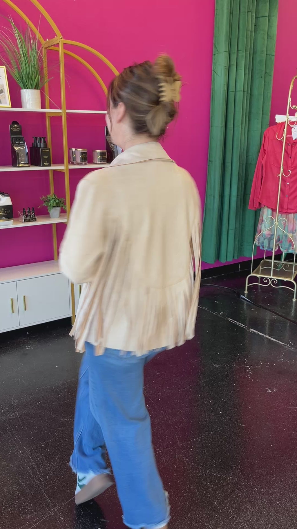 Miranda Bone Suede Fringe Jacket