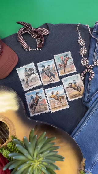 Rodeo Postage Stamp Navy Tee