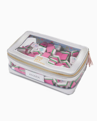 Metallic Silver Tile Mahjong Storage Bag by Oh My Mahjong