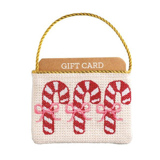 Candy Cane Needlepoint Gift Card Pouch