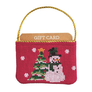 Snowman Needlepoint Gift Card Pouch