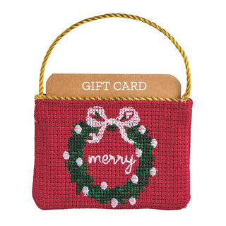 Wreath Needlepoint Gift Card Pouch