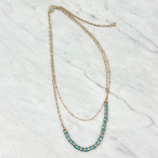 Turquoise & Gold 2 Strand Necklace