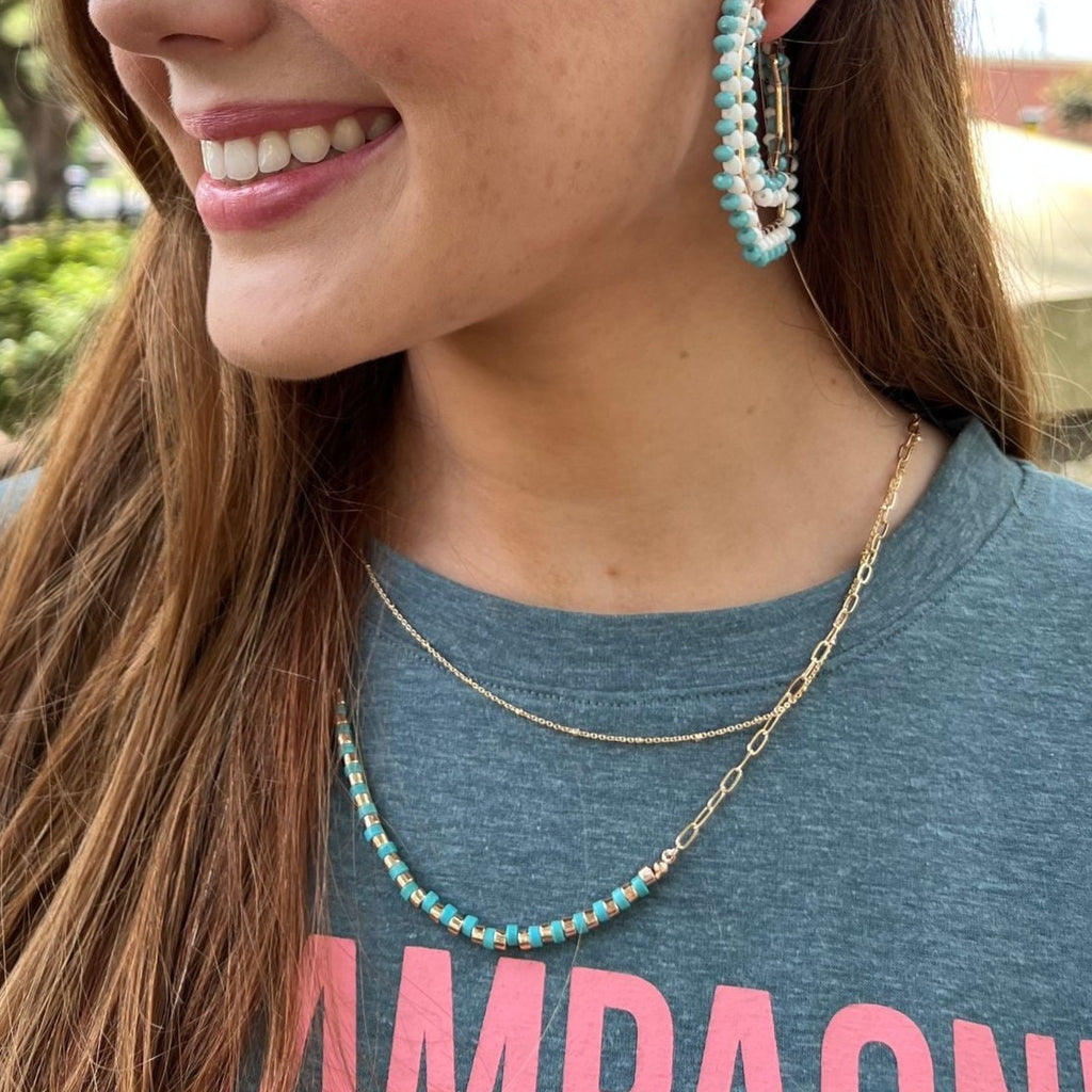Turquoise & Gold 2 Strand Necklace